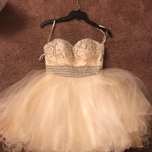 Blush and white ball dress